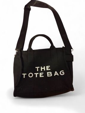 THE TOTE BAG Black Canvas Crossbody Tote